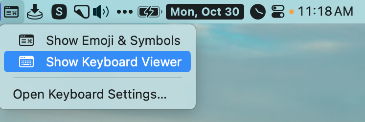 Show Keyboard Viewer from Input Sources menu bar items