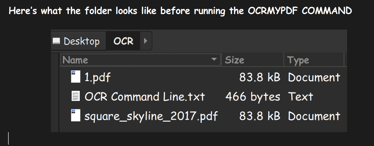 OCR folder before running the command