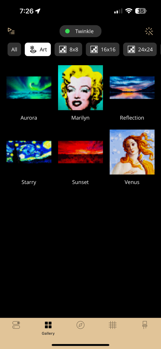 Twinkly art - a sunset and Marily Monroe