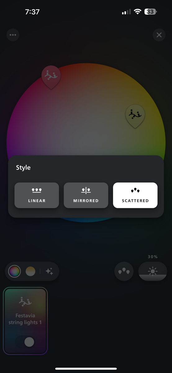 Hue Festavia config settings for linear mirrored or scattered