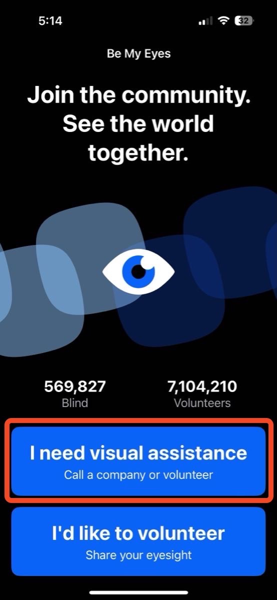 Choice of needing visual assistance vs being a volunteer