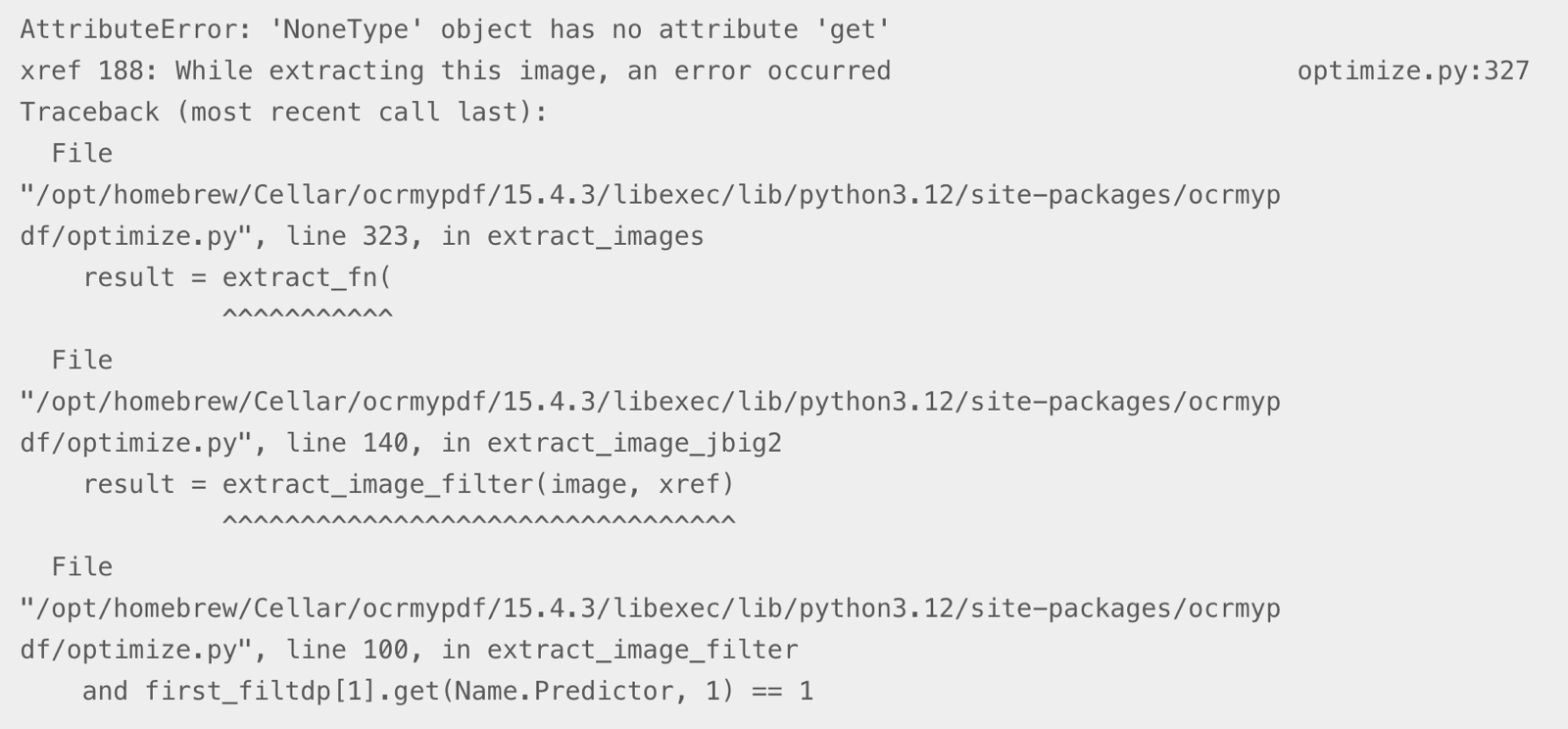Gloppy command line error about images