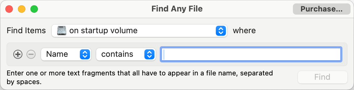 Opening Find Any File Window