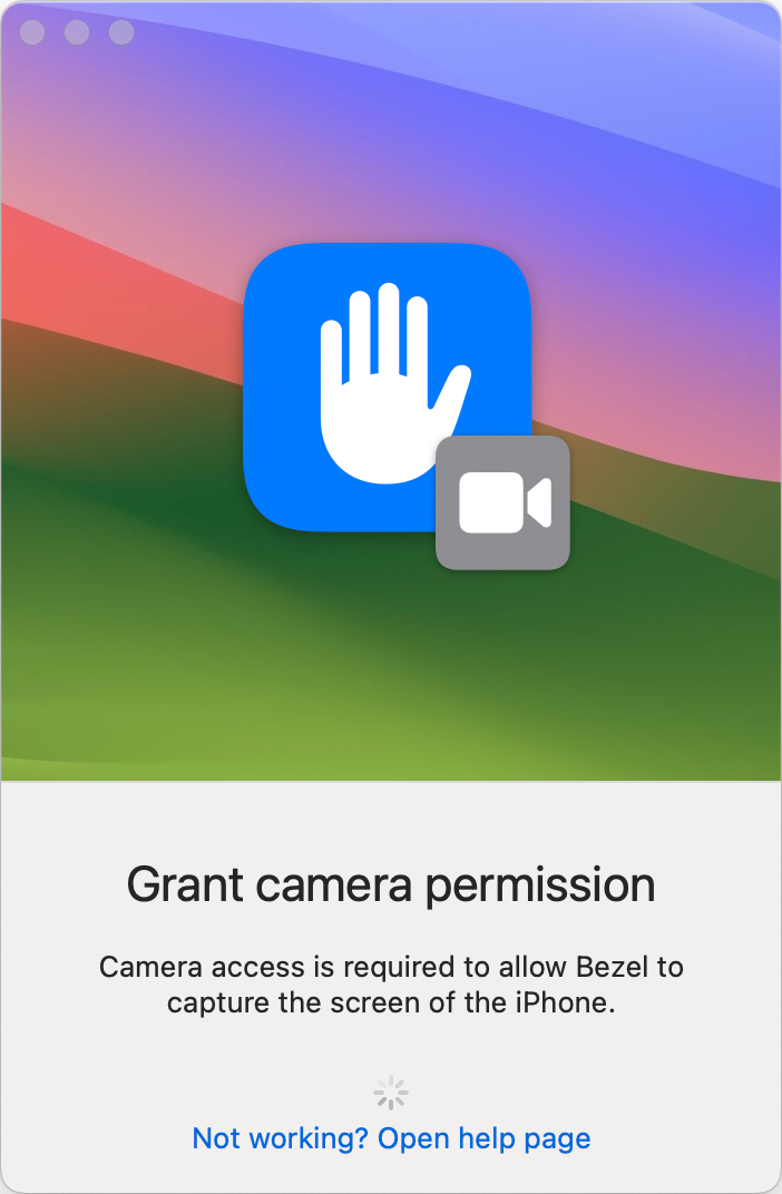 Grant Camera Permission to Bezel to Record Screen.