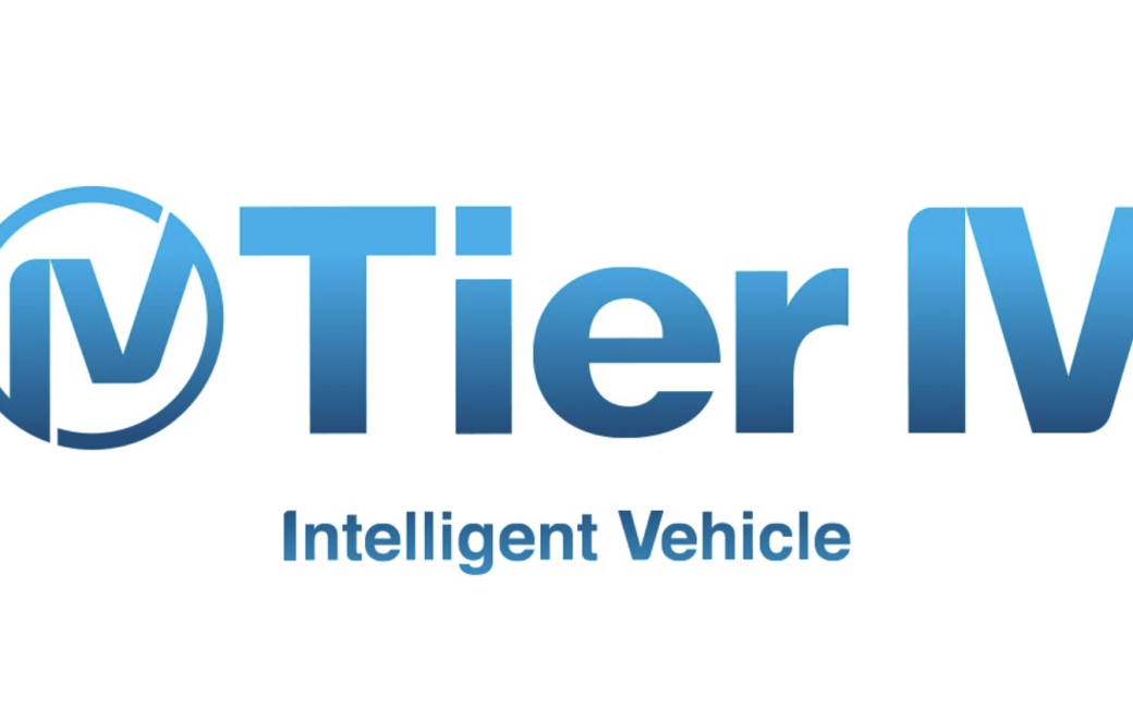 TIER IV company logo with subheading Intelligent Vehicles. The font is blue on a white background.