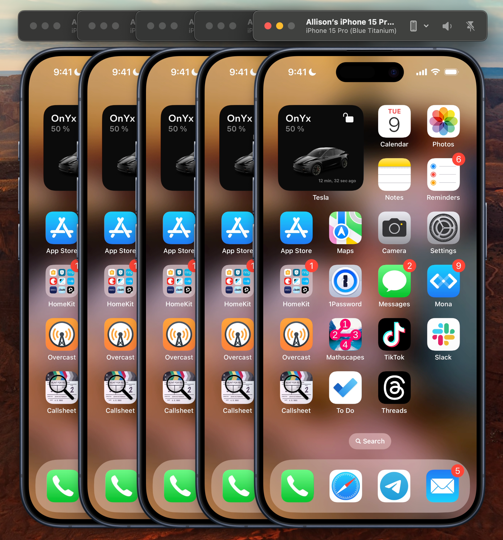 5 Windows of the Same iPhone.