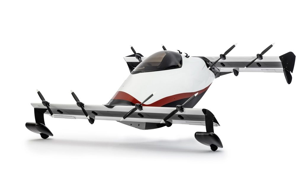 Helix single-seat aircraft with two wings (forward and aft) each having 4 rotors. The wings are fixed and tilted to support vertical takeoff and landing as well as forward flight.