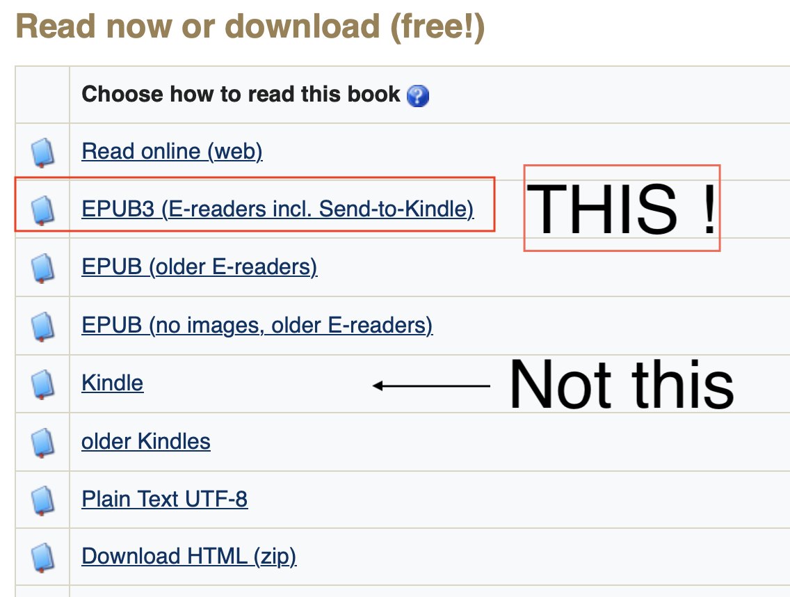 Graeme screenshot that says THIS next to epub3 and NOT this next to kindle