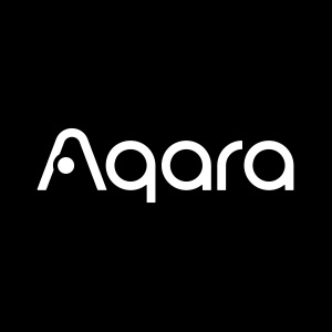 Aqara company logo with the name spelled out in white text on a black background.