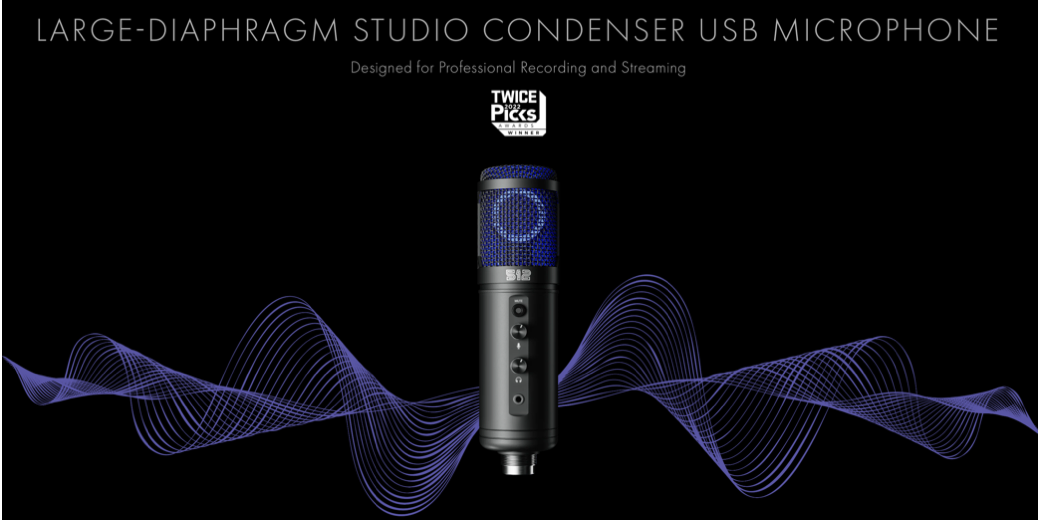 Tempest Larg-Diaphragm Microphone with wavy purple lines