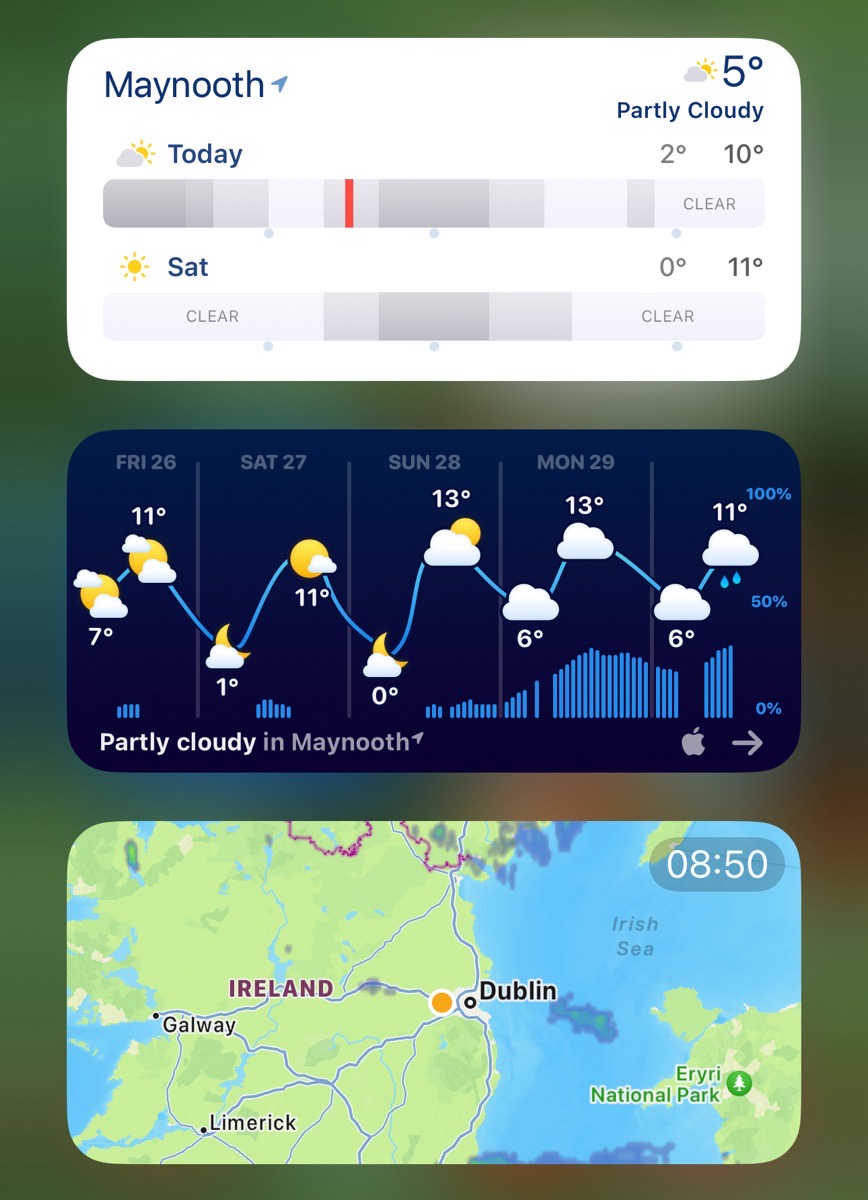 Three widgets on iOS