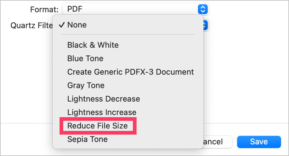 Export from Preview with Quartz Filter set to Reduce File Size.