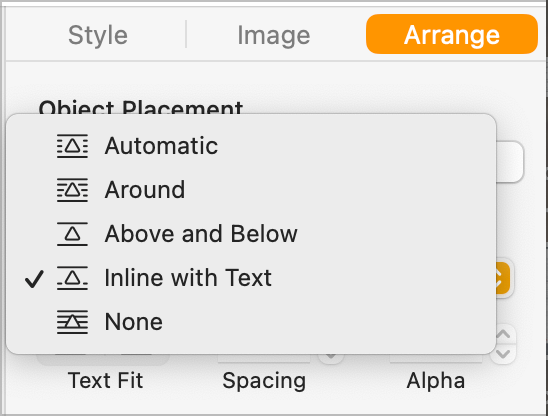 Options for how to float images with text as listed in post