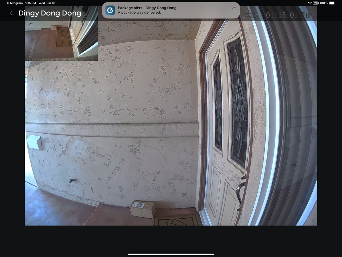 Eufy Doorbell Showing Package Alert notification and we can see the package.PNG Eufy Doorbell Showing Package Alert notification and we can see the package.