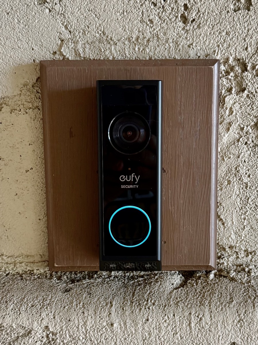 Eufy Doorbell mounted to wood plate.jpeg Eufy Doorbell mounted to wood plate.