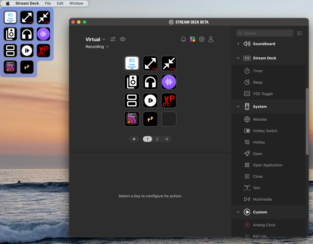 Stream Deck Software and virtual Stream Deck both showing the same buttons.