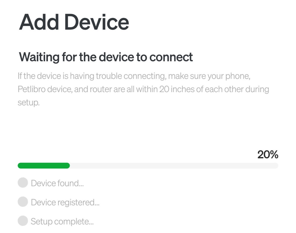 Adding One RFID to the network. Window says waiting for device to connect and 20% done.