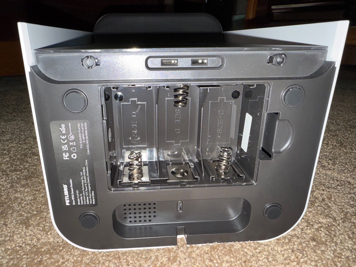 Battery compartment and USB-C port on the bottom.