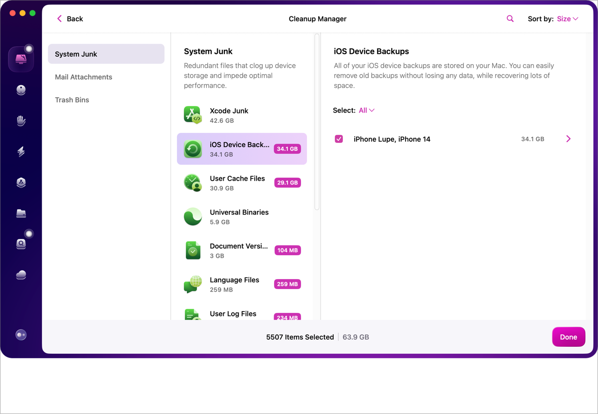 Clean My Mac found 34GB of iphone backups from my friends phone.
