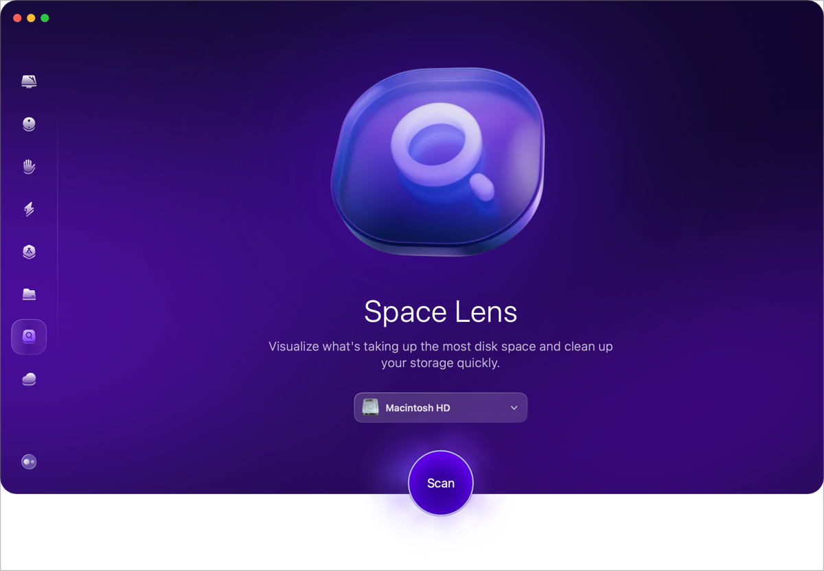 Space Lens pretty purple animations.