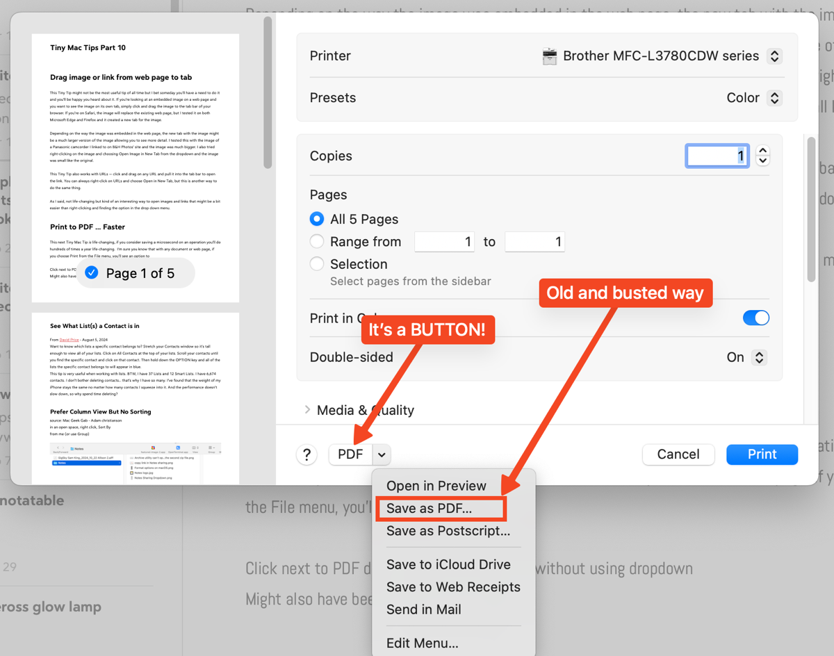 Click on PDF to save as PDF directly.