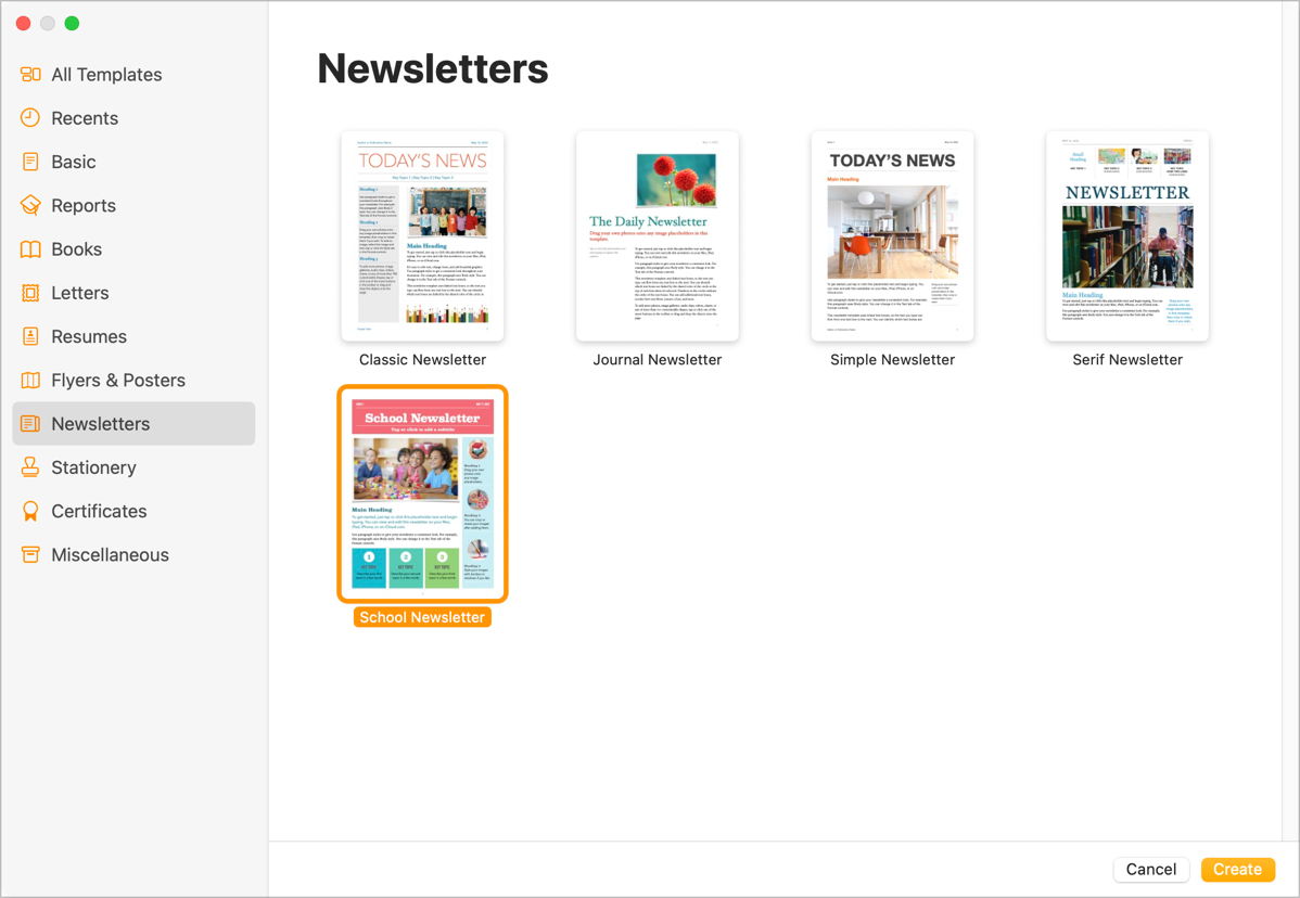 Pages templates hilighting school newsletter.