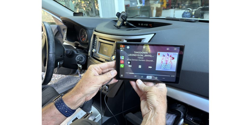 Proof of concept CarPlay screen playing music but not mounted in car yet