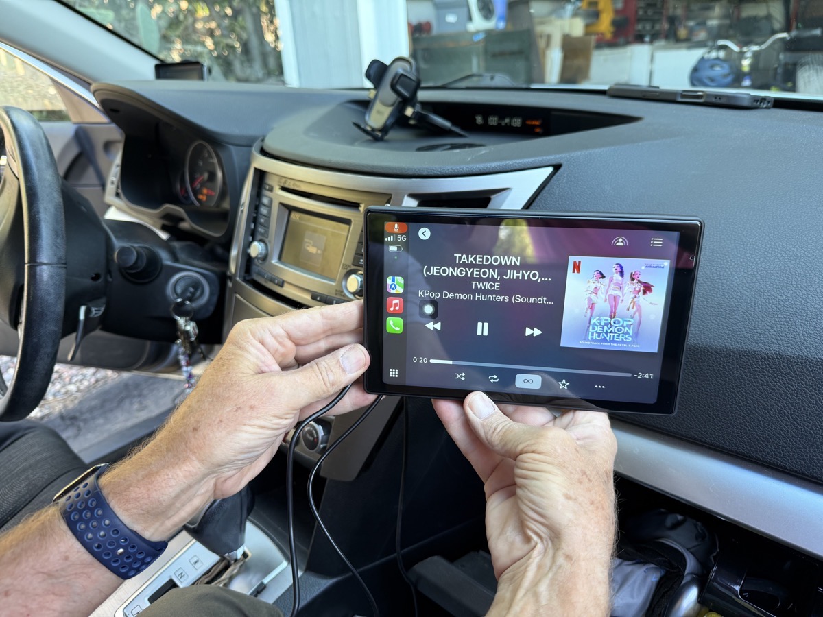 Proof of concept CarPlay screen playing music but not mounted in car yet.jpeg Proof of concept CarPlay screen playing music but not mounted in car yet.