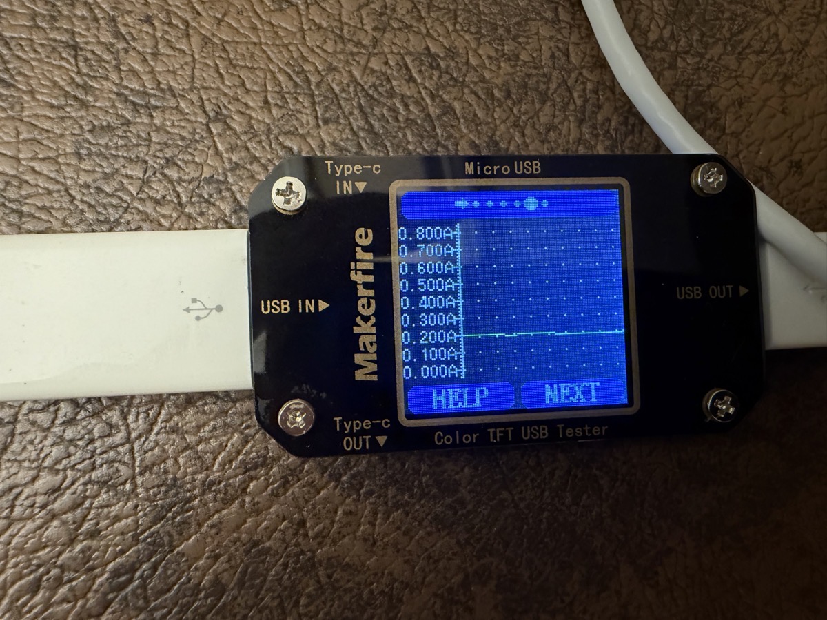 Makerfire graph showing current draw.