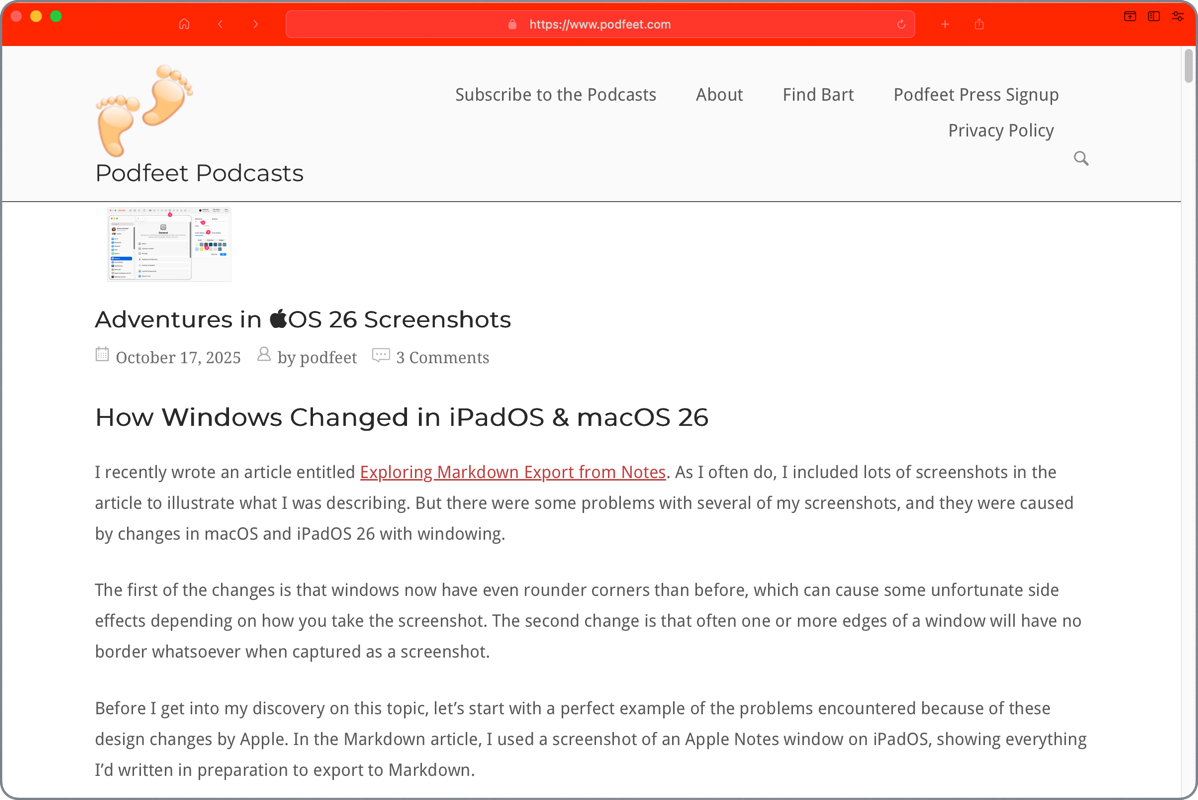 Podfeet window toolbar color set to red.png Podfeet window toolbar color set to red.