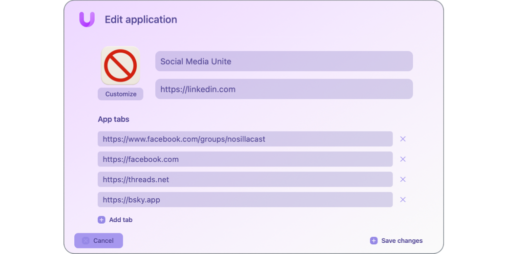 Social Media app with five tabs and no symbol for icon