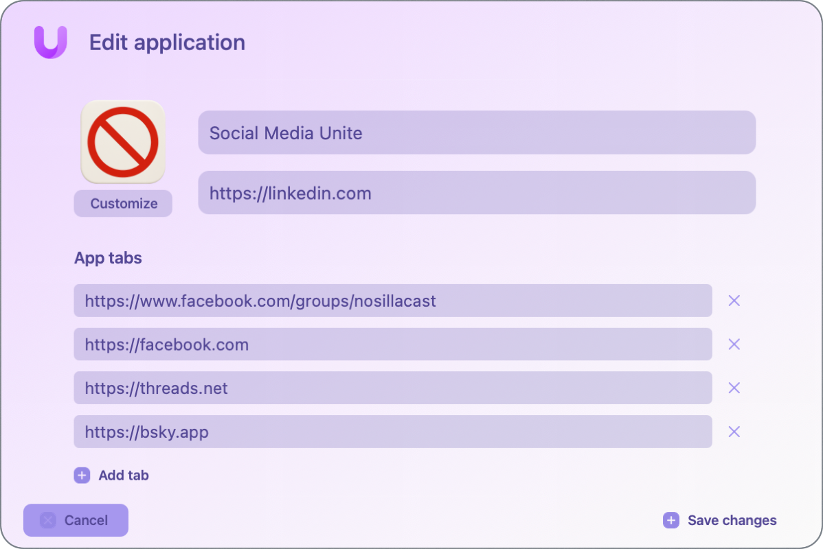 Social Media app with five tabs and no symbol for icon.png Social Media app with five tabs and a no symbol for icon.