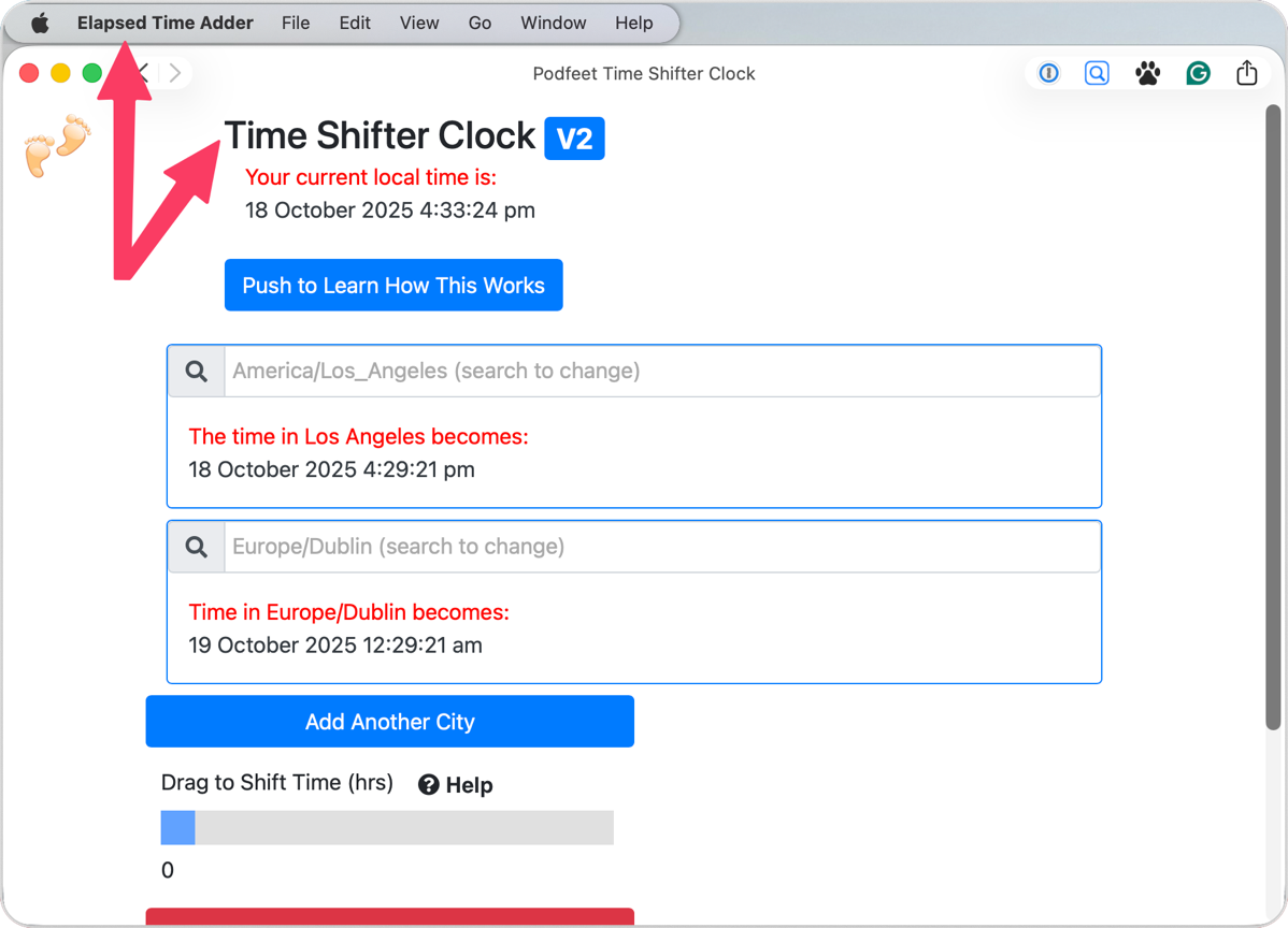 Time Shifter Clock open in Elapsed Time Adder App.png Time Shifter Clock open in Elapsed Time Adder App.
