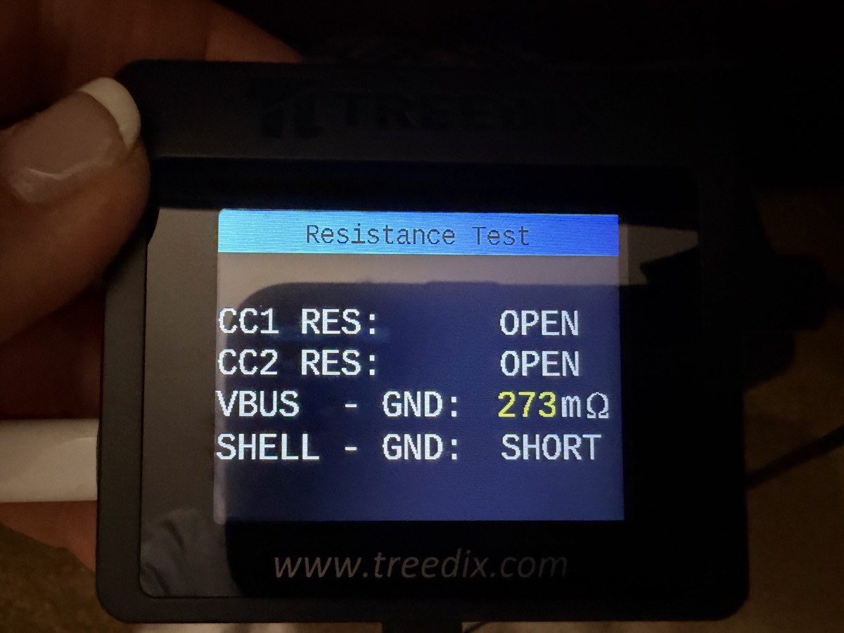 Treedix resistance test with open and short and ohms.