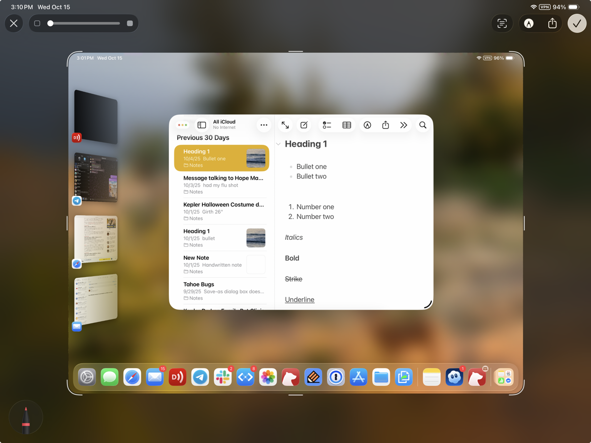 screenshot of screenshot on iPadOS.png Screenshot of screenshot on iPadOS. I know that sounds funny but that's what it is.