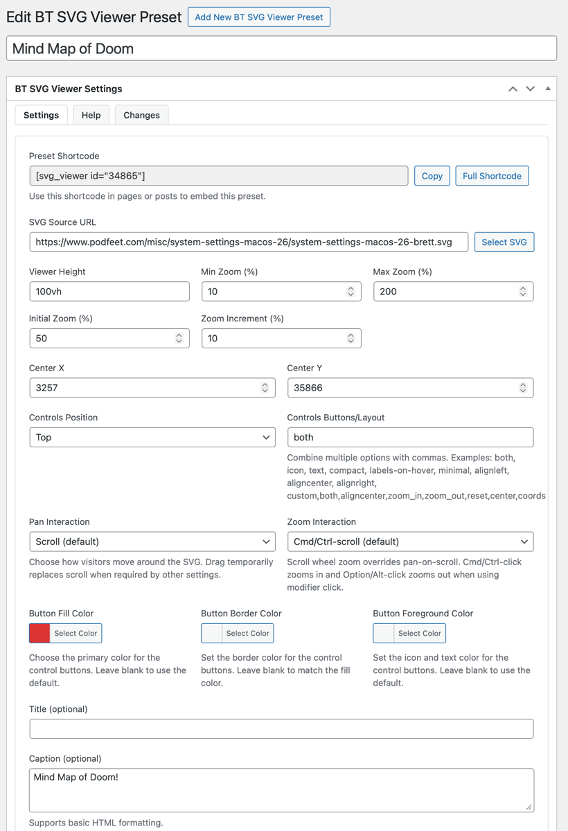 Creating a preset in svg-preset-viewer text editor.png Creating a preset in svg-preset-viewer showing just the top half where you can type in values and change colors of the buttons for the user