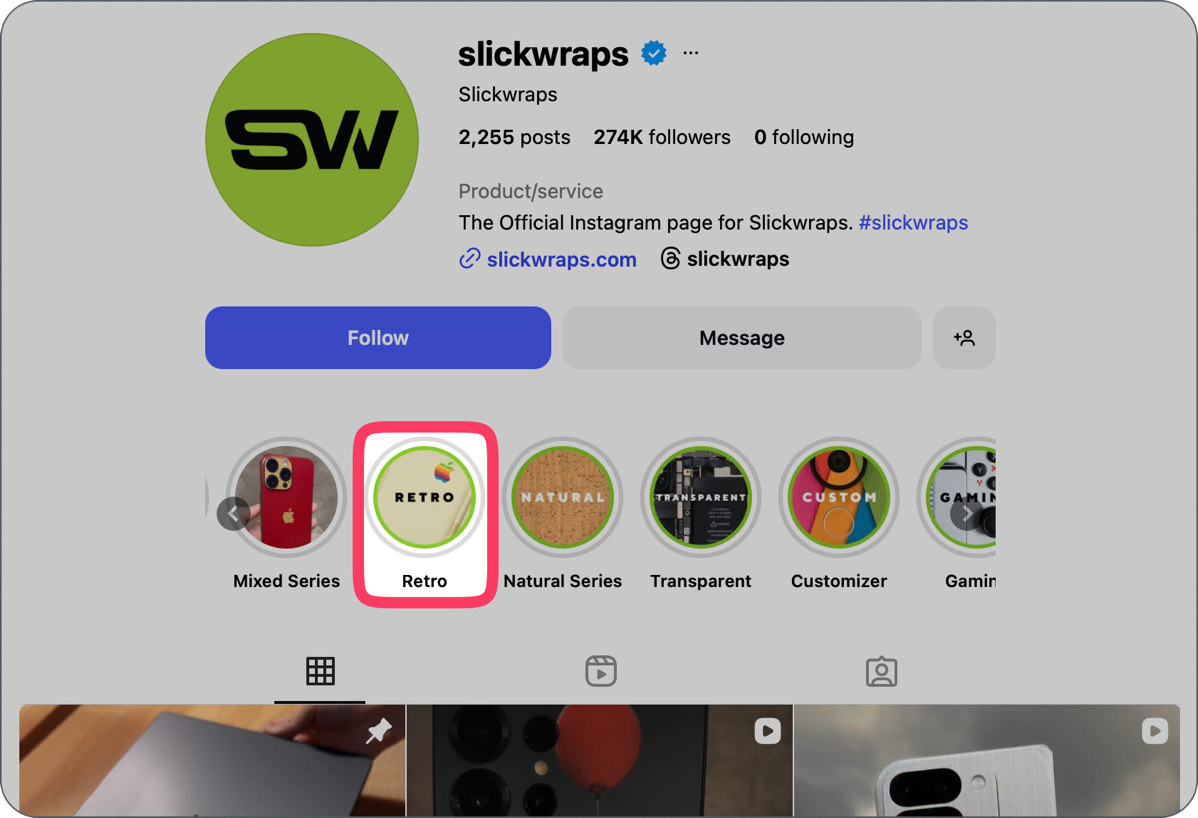 Slickwraps Intagram Reels highlighting retro series.png Slickwraps Intagram Reels highlighting retro series.