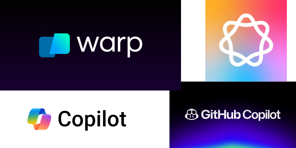 Warp CoPilot GitHub CoPilot Apple Intelligence Logos