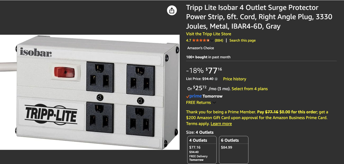 Tripp Lite Isobar 4-6D outlet surge protector.png Tripp Lite Isobar 4-6D outlet surge protector.