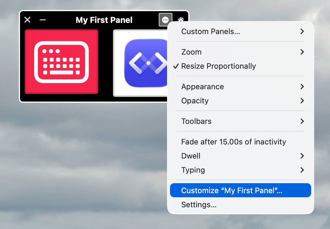 From Custom panel how to get back to editing.