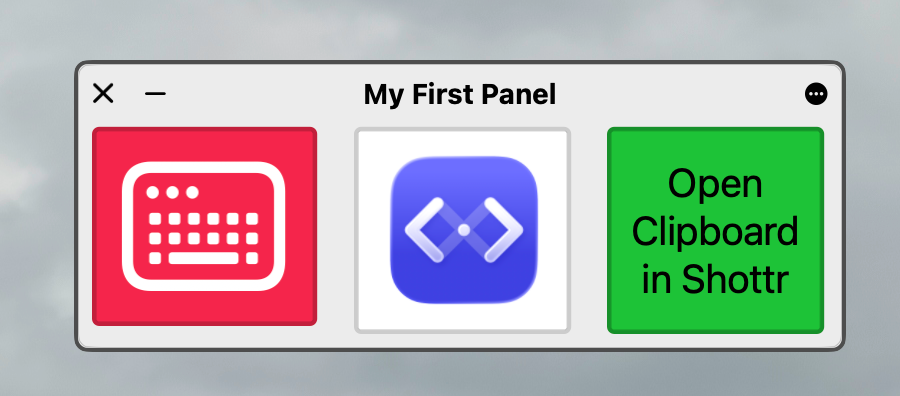 My First Panel floating in space like a virtual Stream Deck.