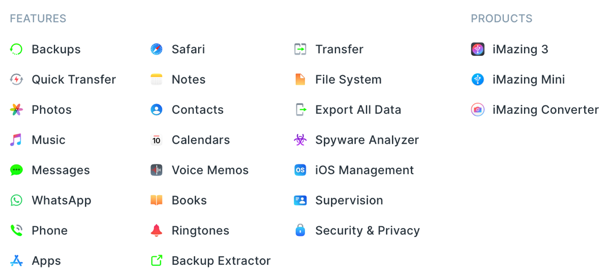 IMazing feature list - a lot so i suggest going to the website to read