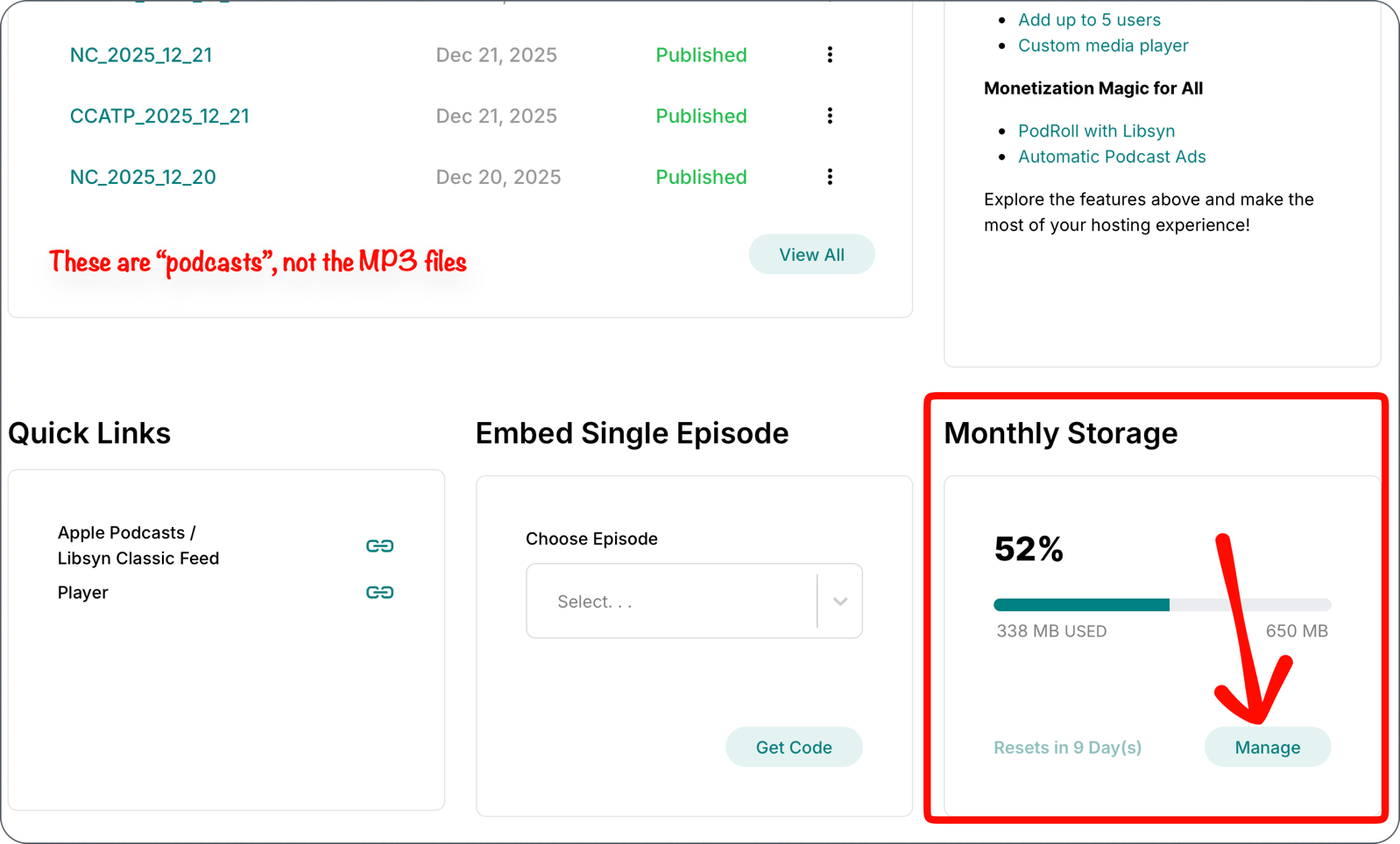 monthly storage manage files to get to the actual audio files.png Monthly storage manage files to get to the actual audio files.