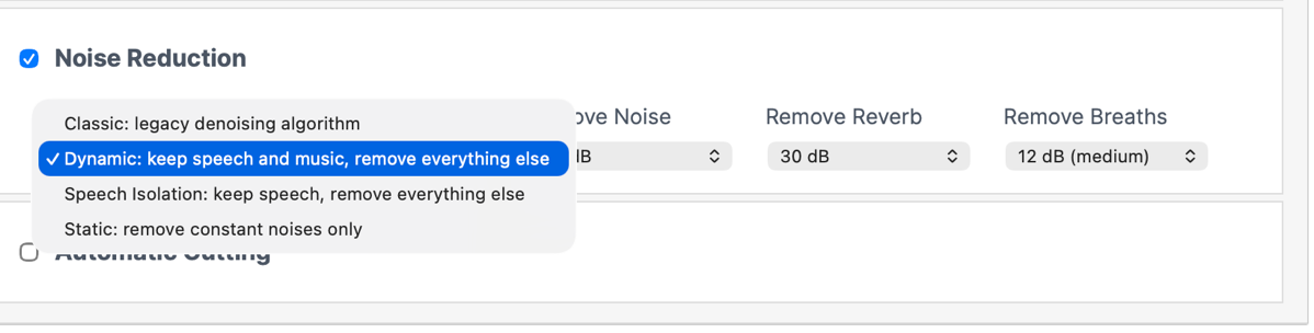 Auphonic other noise reduction options.