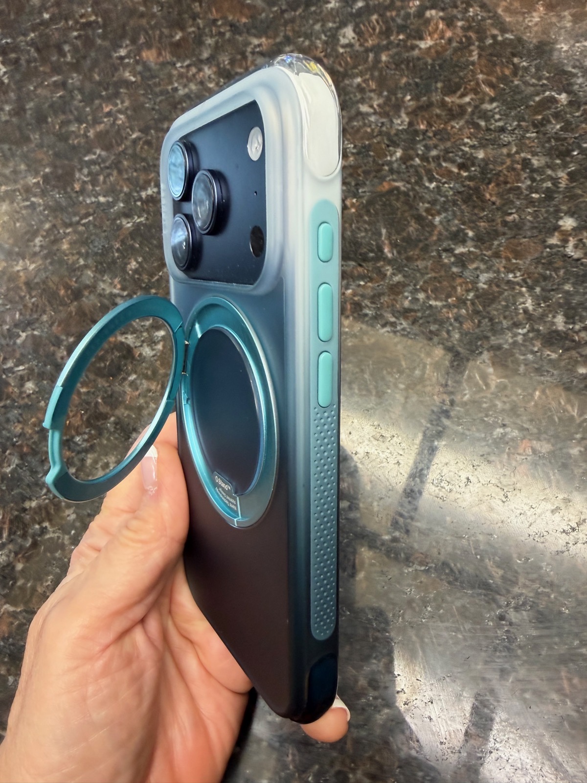 O3 Air in Misty Fjord Blue on Deep Blue iPhone.