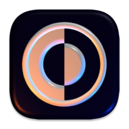 Equinox app icon. black glossy rounded square with some orange half circles. does not look like it means anything