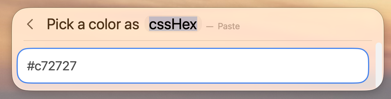 Supercharge CSS Hex color picker ready to paste the value.