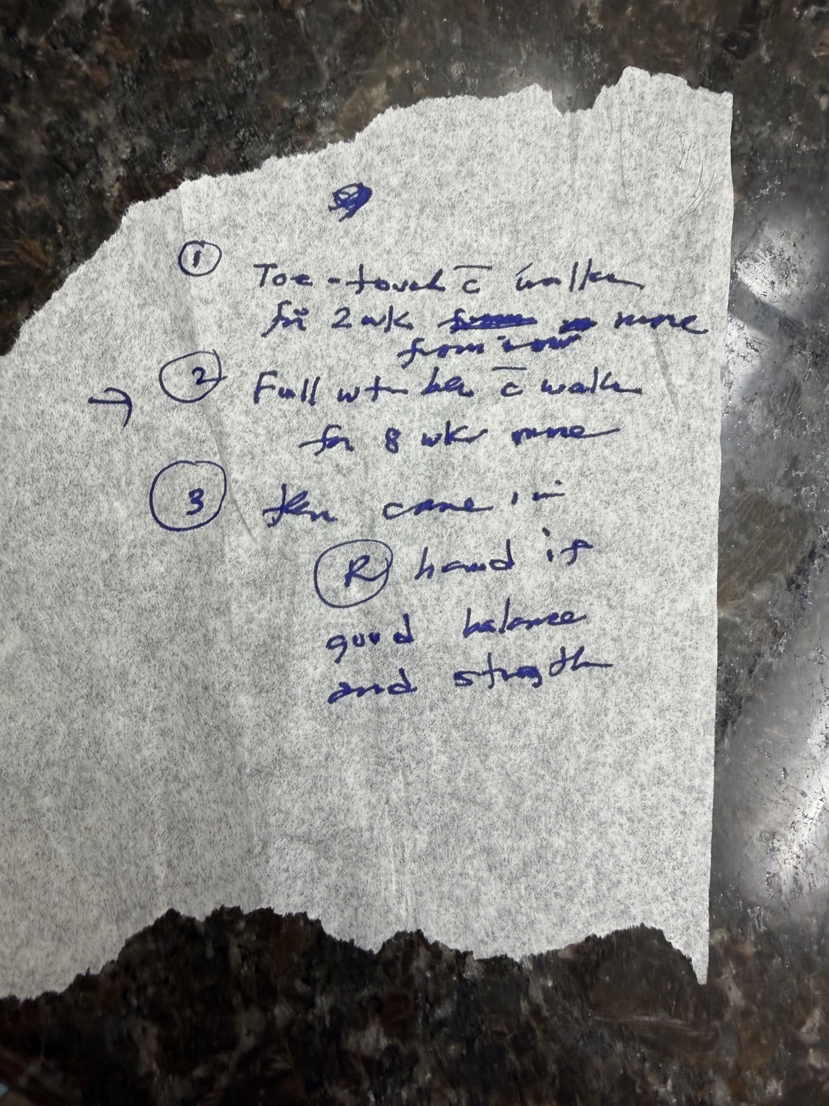 Dr Kim handwritten instructions - pretty illegible because of handwriting and hes bad at explaining things and its on tissue paper!