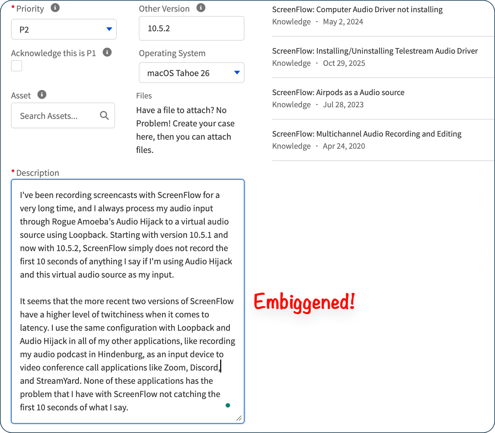 Embiggened text box in Safari.