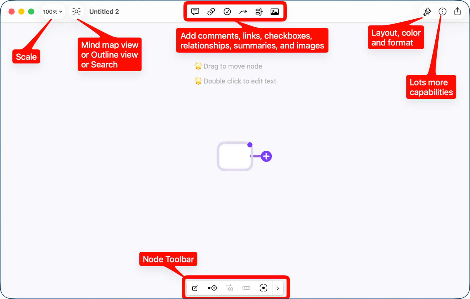 MindSpace window on macOS with annotations.png MindSpace window on macOS with annotations.